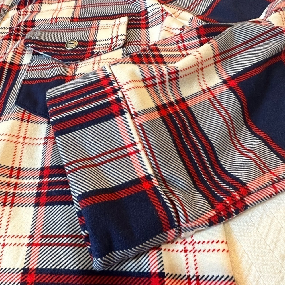 Market & Spruce Navy Red and White Plaid Button Down Shirt Size M with Stretch - Picture 5 of 7